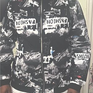 Graphic Black and White Fashion Jacket